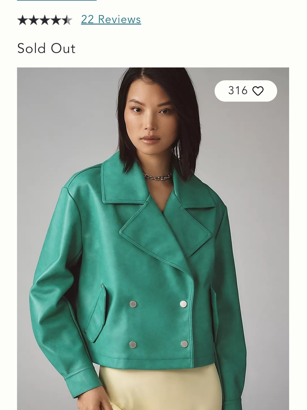 Avec Les Filles Faux Leather Cropped Double-Breasted Jacket